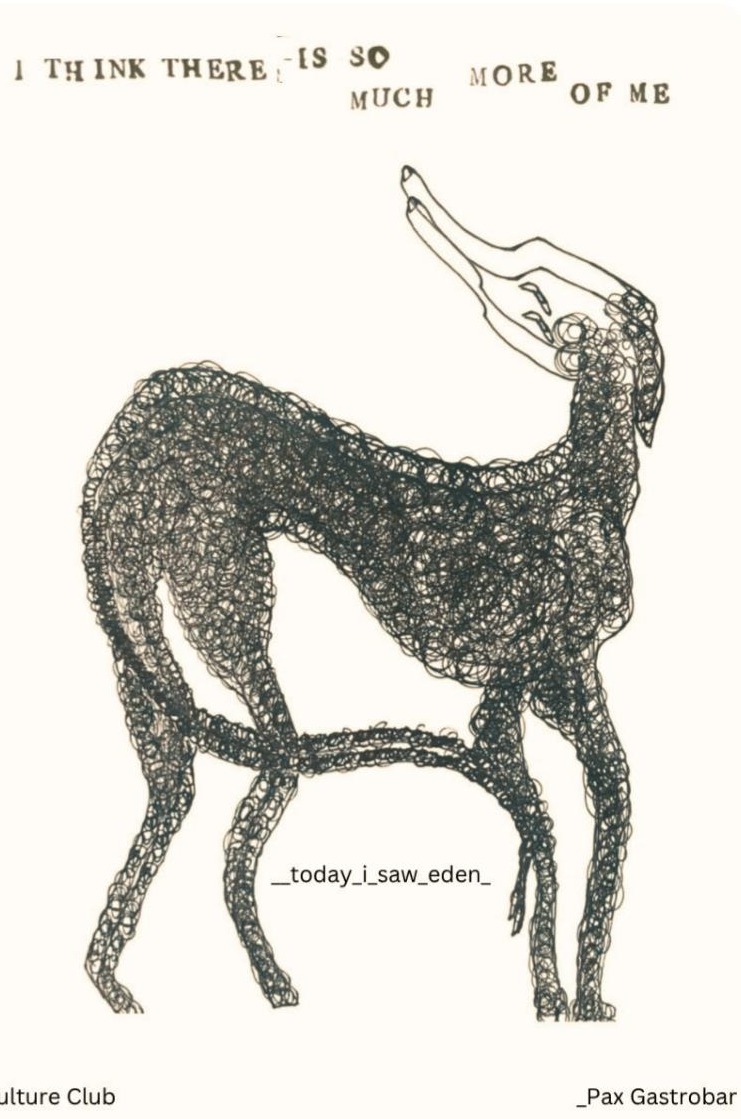 Ink drawing of a long-necked animal, by Today I Saw Eden